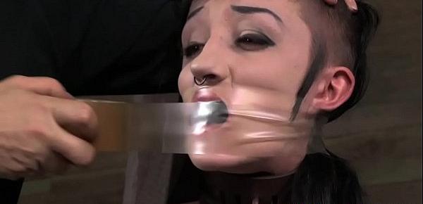  Gagged bondage sub electric penalised